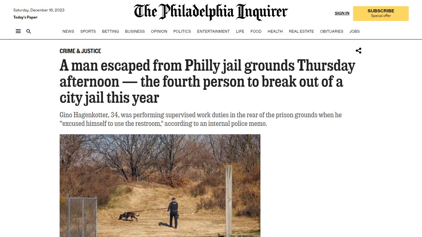 Prisoner escapes from Philadelphia jail - Inquirer.com